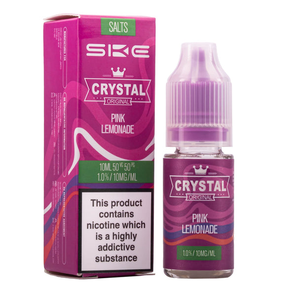 SKE Crystal Nic Salt Pink Lemonade 10ml bottle and box