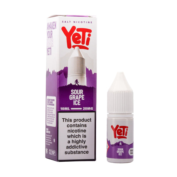 Yeti Sour Grape Ice nic salt e-liquid box and bottle render.