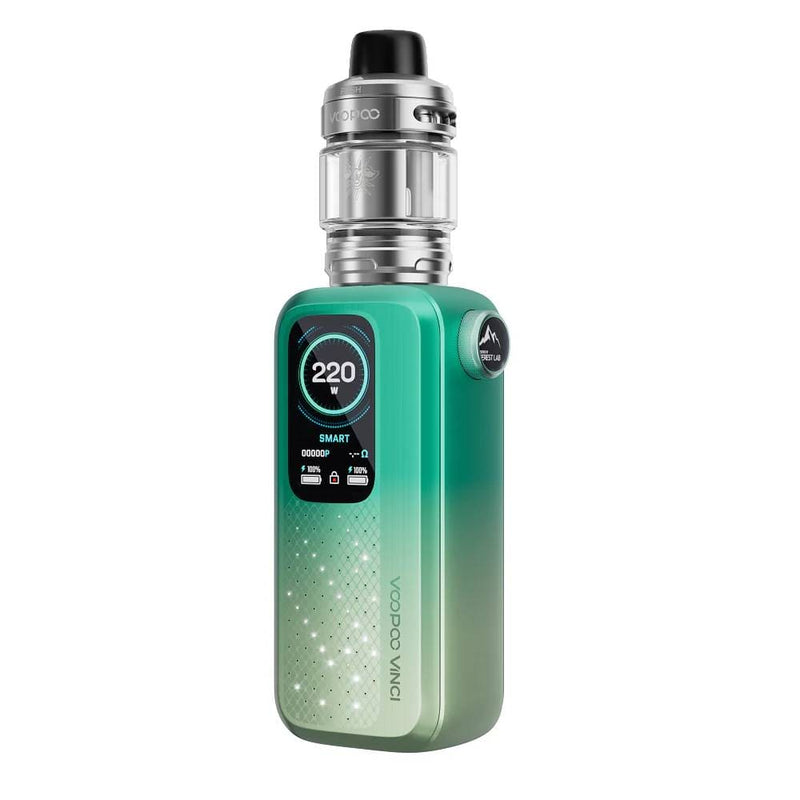 Voopoo Vinci Spark 220 vape kit render in Spring Green colour.