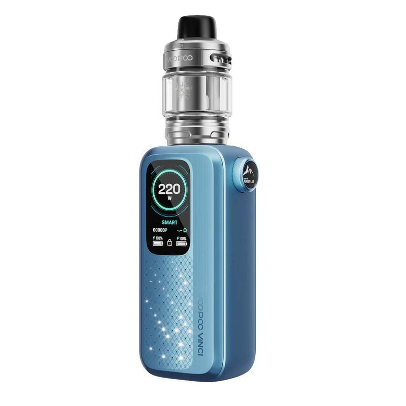 Voopoo Vinci Spark 220 vape kit render in Starlit Blue colour.