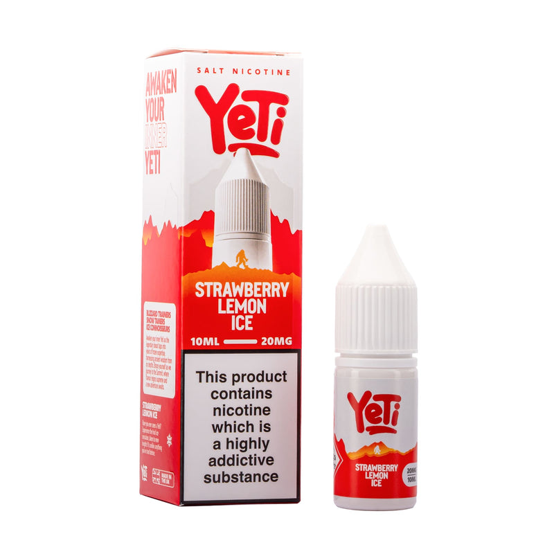 Yeti Strawberry Lemon Ice nic salt e-liquid box and bottle render.