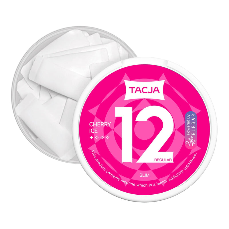 Tacja Cherry Ice Elf Bar 12mg Strength Nicotine Pouches in an Open Box