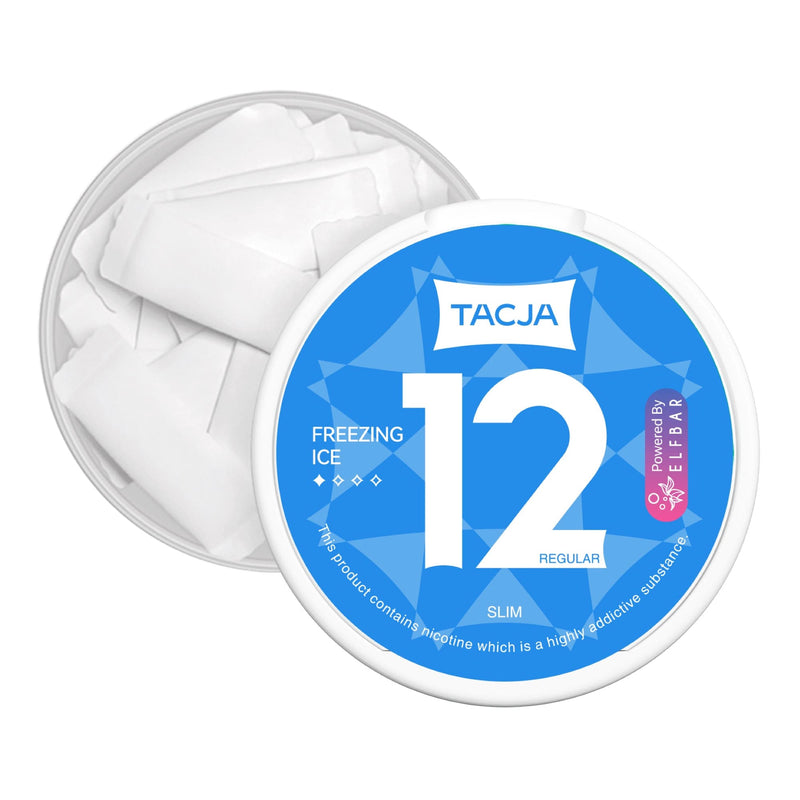 Tacja Freezing Ice Elf Bar 12mg Strength Nicotine Pouches in an Open Box