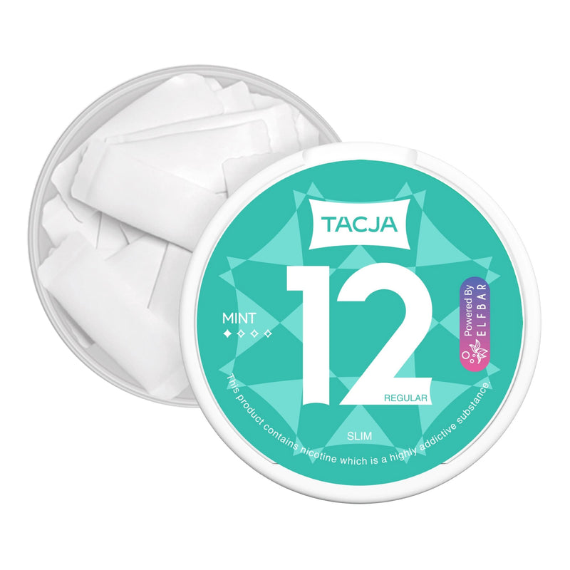 Tacja Mint Elf Bar 12mg Strength Nicotine Pouches in an Open Box