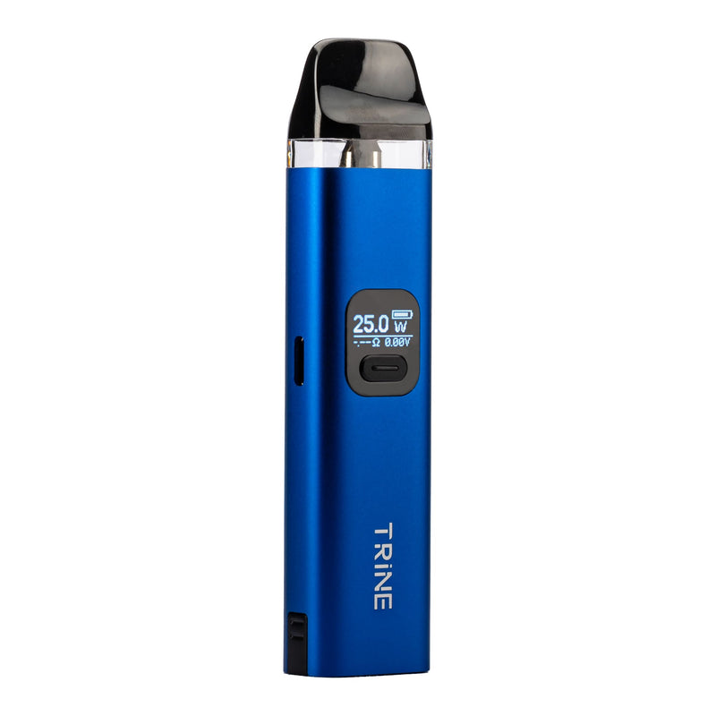 Side angled photo of Blue Innokin Trine vape kit.