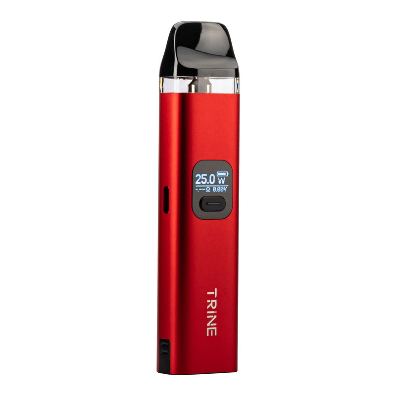 Side angled photo of Red Innokin Trine vape kit.