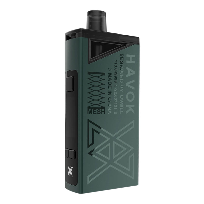 Front image of Uwell Havok pod kit in green colour