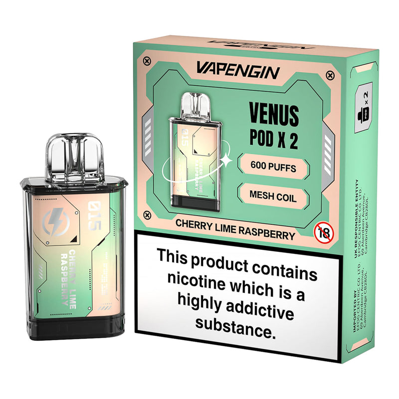 Pack of Two Vapengin Venus Pre-filled Pods - Cherry Lime Raspberry Flavour
