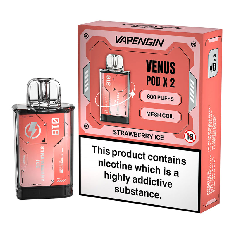 Pack of Two Vapengin Venus Pre-filled Pods - Strawberry Ice Flavour