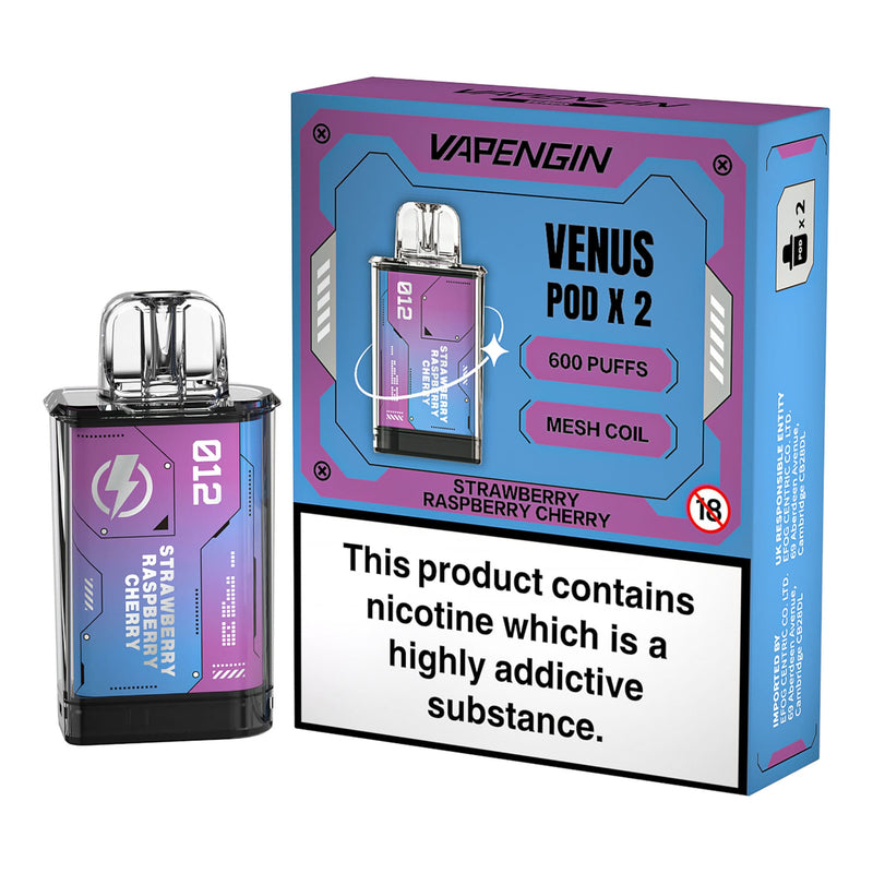 Pack of Two Vapengin Venus Pre-filled Pods - Strawberry Raspberry Cherry Flavour