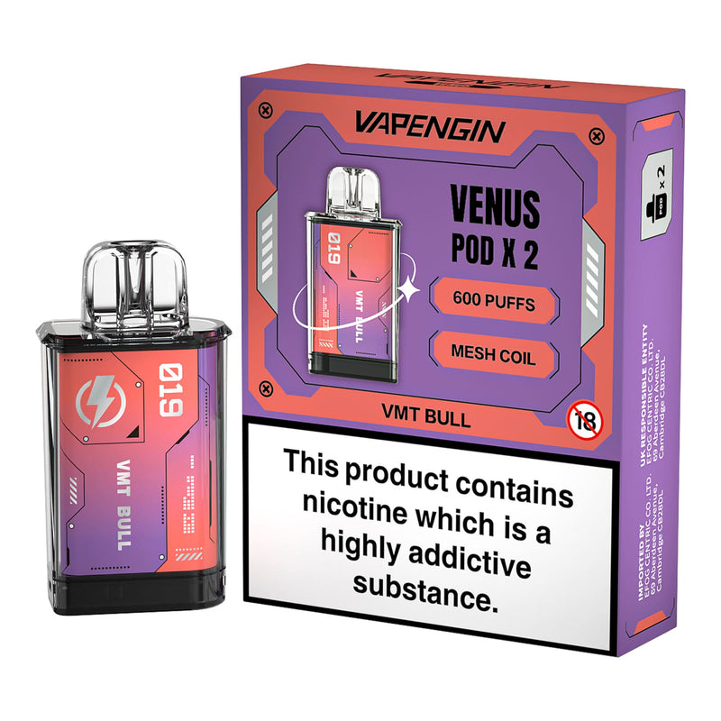 Pack of Two Vapengin Venus Pre-filled Pods - VMT Bull Flavour