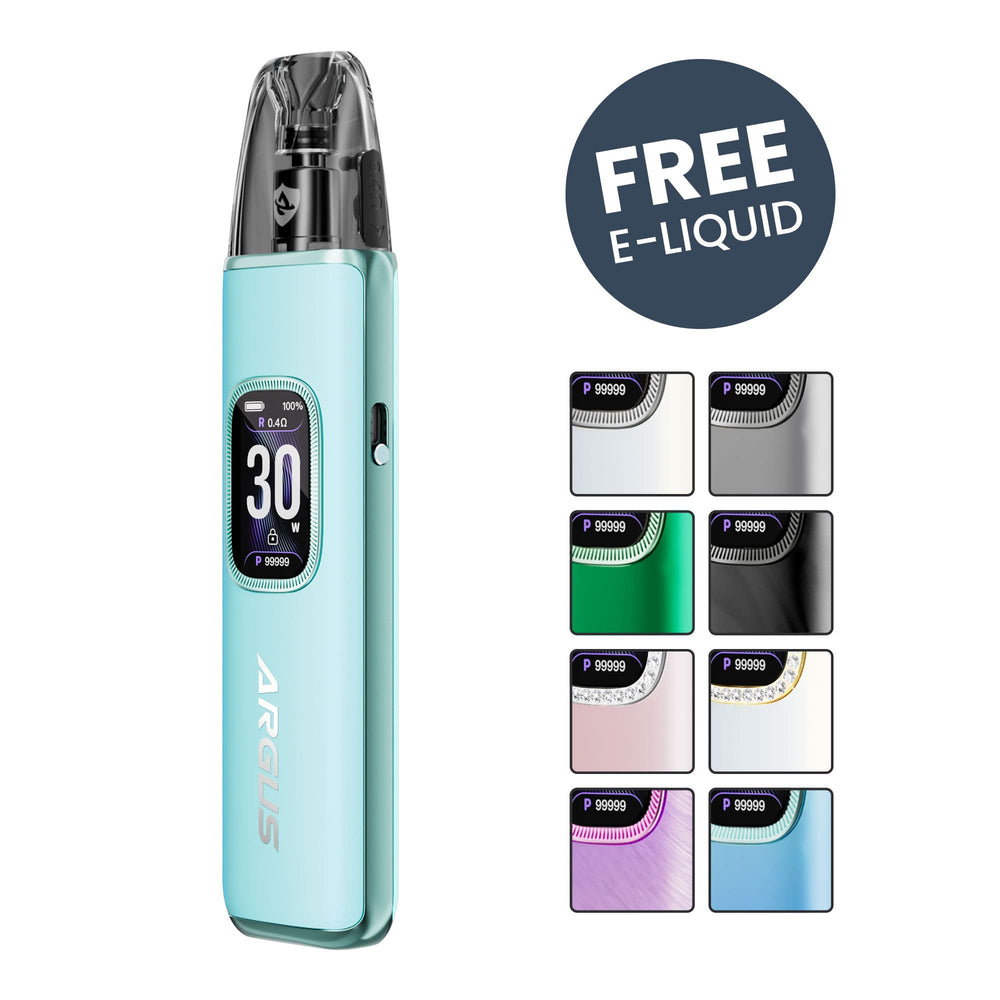 Render of Argus G3 pod kit with colour swatches for available kits.