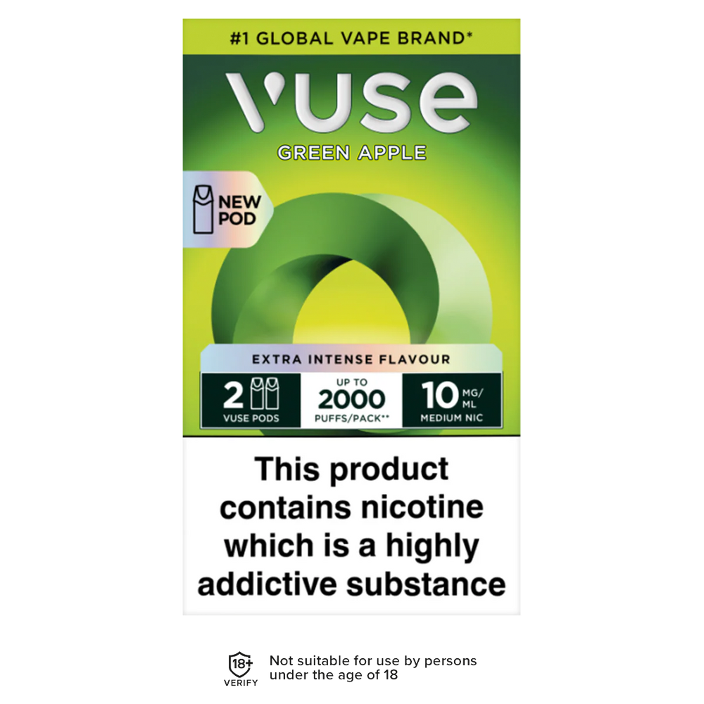 vuse pro pods green apple 10mg