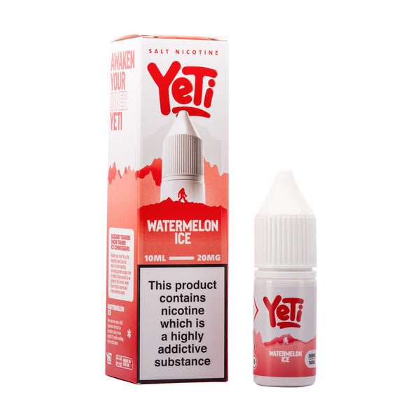 Yeti Watermelon Ice nic salt e-liquid box and bottle render.