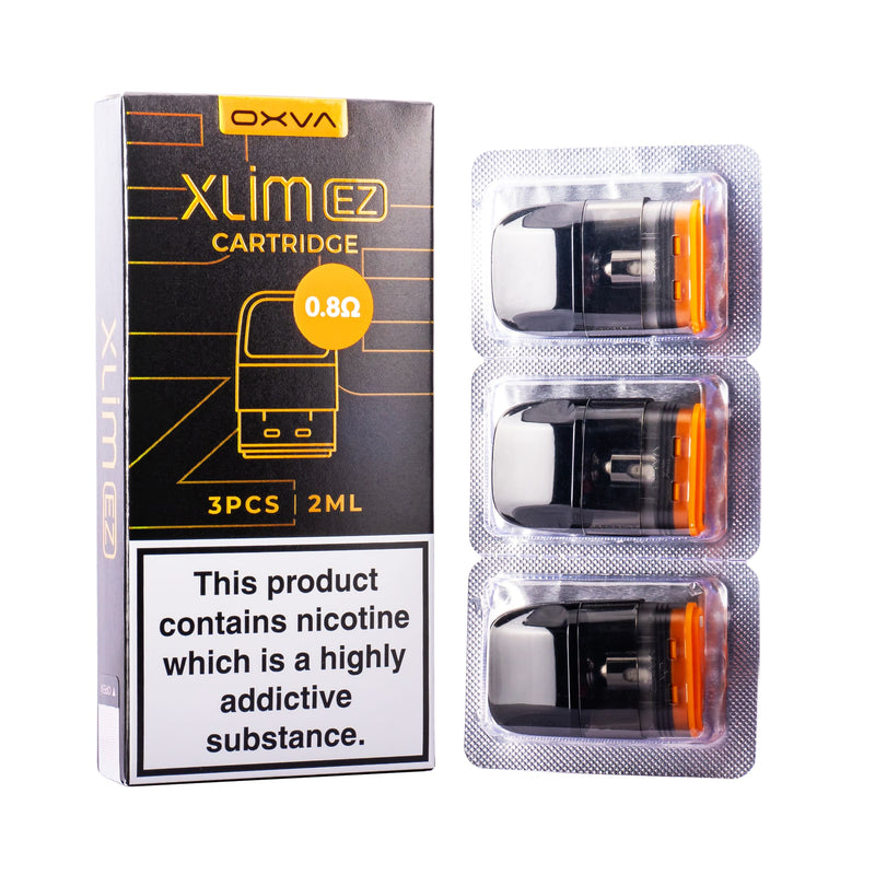 0.8ohm Xlim EZ pods next to box.
