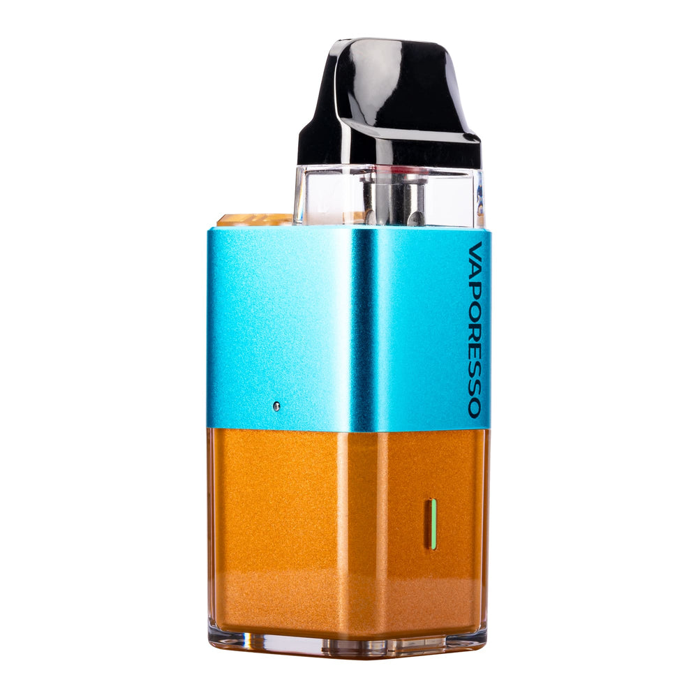 Bondi Blue Vaporesso Xros Cube Side Angled Image.