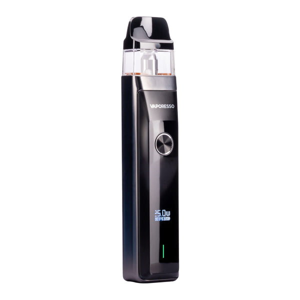 Front image of Black Vaporesso Xros Pro pod kit.