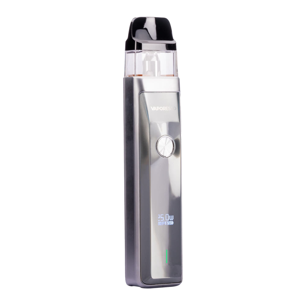 Front image of Silver Vaporesso Xros Pro pod kit.