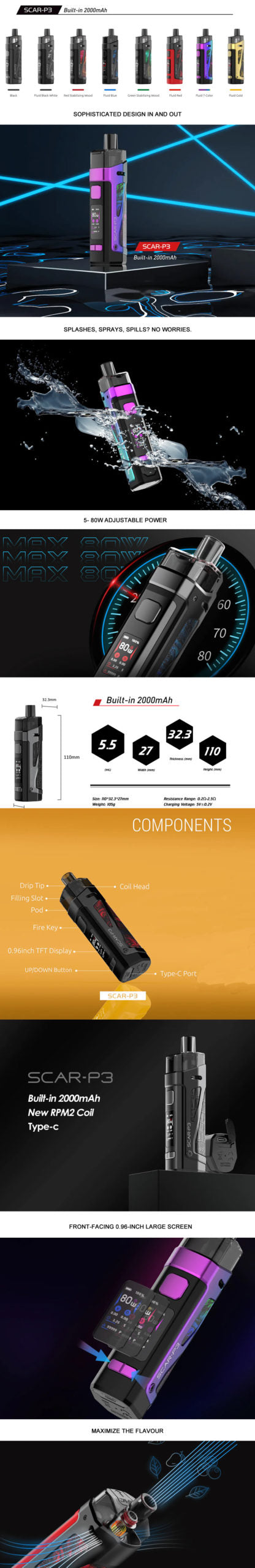 Scar P3 80W Pod Kit by Smok